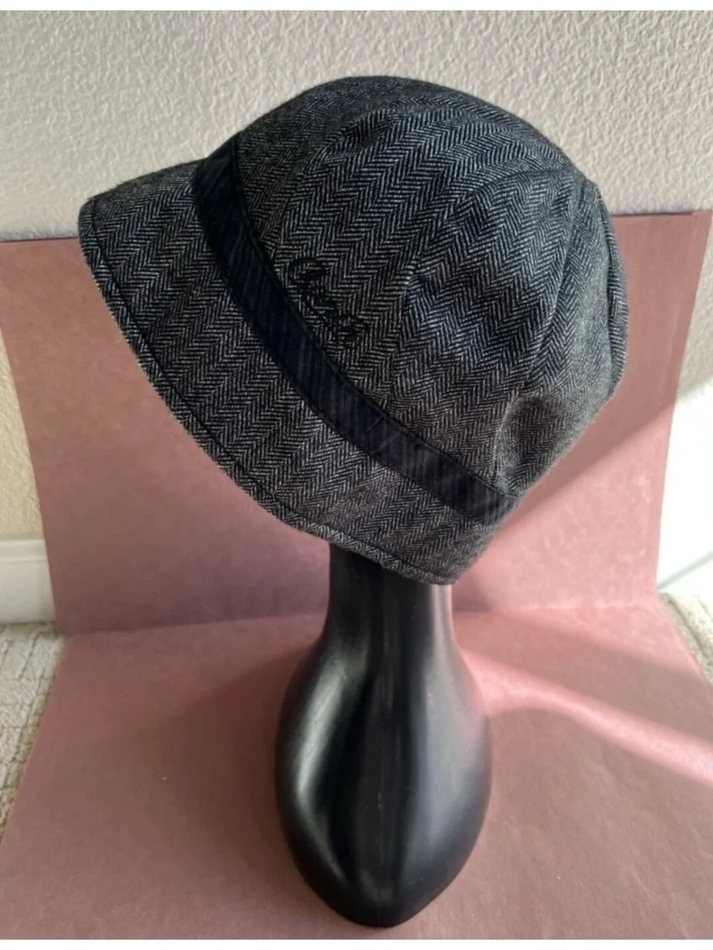 GOORIN BROS Cloche Hat Black White Herringbone Size Small